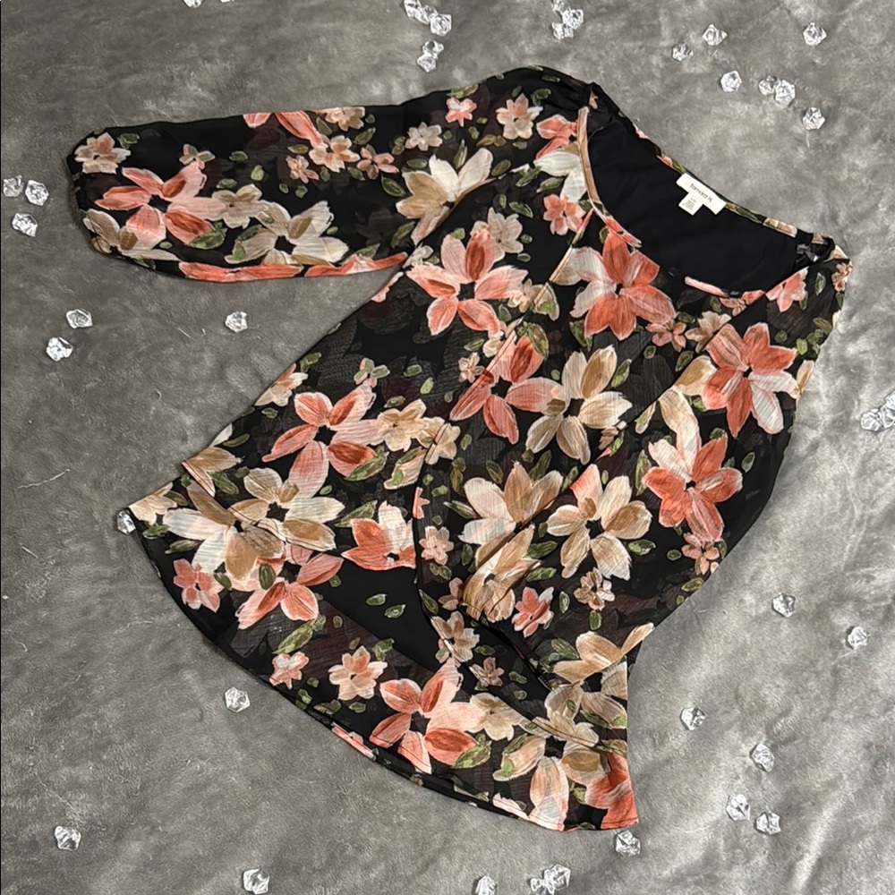 Floral Black Blouse